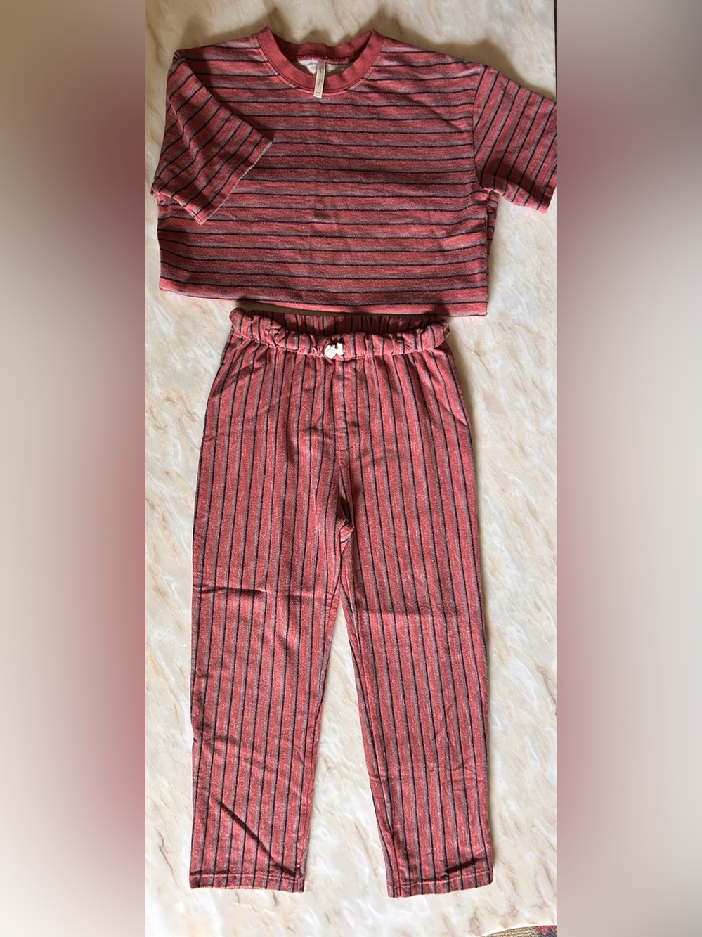 Rylee + Cru Relaxed Stripe Short Sleeve Shirt & Pant Set Size 6-7Y